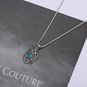 Geometric Alloy Jewelry <b>Set</b> With Turquoise Inlay For Women Fashion Necklace Earrings <b>Bracelet</b> <b>Set</b> - Product Image 3