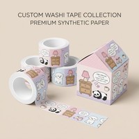 Ruban adhésif washi en papier synthétique mat de 50 mm de large, impression numérique personnalisée, motif chiot rêveur en coton