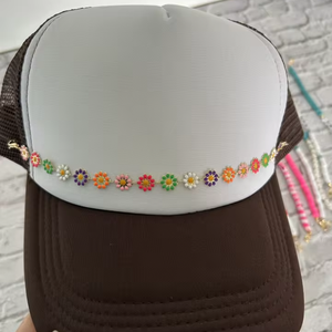 Chaînes de chapeau de camionneur amovibles en gros chaîne en métal fleur marguerite chapeau accessoires chaîne pour 2025 mode d'été - Product Image 1