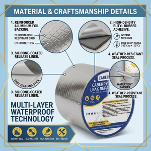 Cinta Impermeable Industrial para Techos, Sellador de Membranas para Techos, Pegamento para Reparación de Fugas, Cinta de Butilo, Adhesivo Sellador - Product Image 3