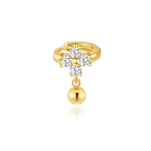 Pendiente de botón de plata de ley S925 chapado en oro de 18 quilates con circonita, parte trasera plana, para mujer, joyería clásica brillante para la oreja. - Product Image 5