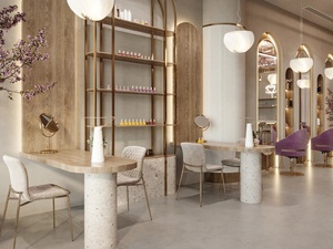 Luxury Beauty Salon Shopfitting Service Bespoke Arched Grille Display Screen and Nail Polish Shelving Renovation - Product Image 2