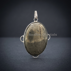 Yellow Banded Agate Crystal Rhinestone Wrap Tumbled <b>Three</b> Stone <b>Pendant</b> Card Setting | Unisex Classic Gemstone Wedding <b>Pendant</b> - Product Image 3