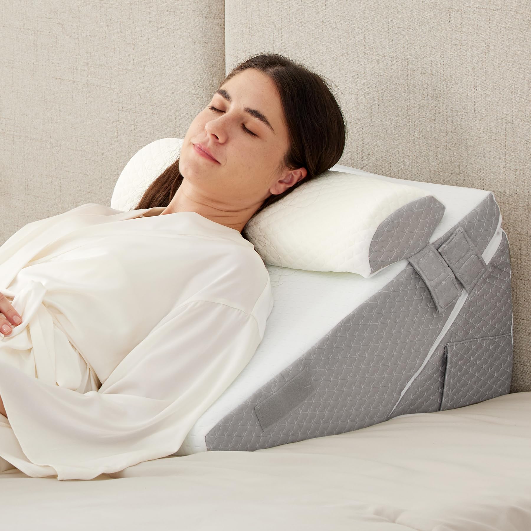 Brillars Bed Wedge Pillow Cushion - Incline Support For Acid Reflux