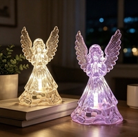 Lumière décorative créative de Noël, veilleuse ange avec LED et acrylique multicolore. Lampe transparente.