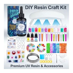 Kit de fabrication de pendentifs en résine DIY, bijoux faits main de Noël, résine UV transparente, lampe LED, moules en silicone, fleurs en feuille de paillettes - Product Image 4