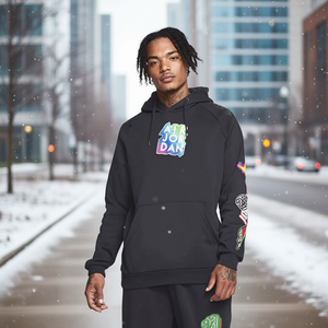 Sweat à capuche brodé 3D Jordan pour homme, noir, coupe classique, streetwear d'hiver, FRENCH TERRY, 100 % polyester, fabriqué au Vietnam - Product Image 3