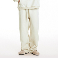 Pantalon de jogging streetwear épais en molleton 345 GSM, anti-rétrécissement, compatible sèche-linge, coupe décontractée ample avec cordon de serrage