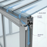 Véranda en aluminium au design moderne avec double vitrage trempé pour l'aménagement extérieur des parcs, cours et villas