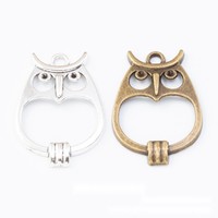 Pendentif en alliage creux en forme de silhouette de hibou, finition argent antique et bronze, pour clip de journal de observateur d'oiseaux