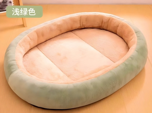 Coussin ovale pour animaux de compagnie en velours côtelé vert, tapis doux pour chien, design moderne, utilisable toute l'année - Product Image 4