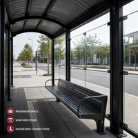 Abri de bus préfabriqué en structure métallique, auvent de station de transit, espace d'attente métallique pour passagers, projet de construction