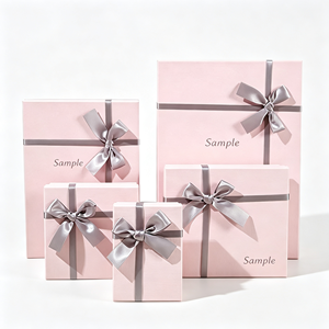 <b>Pink</b> Corrugated Paper <b>Gift</b> Box Ribbon Present Packaging Custom Luxury Box for Perfume Wallet Candle - Product Image 1