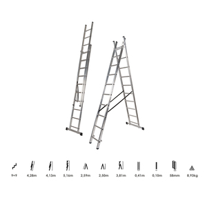 บันไดอลูมิเนียม 2 ตอน 9+9 ขั้น - Product Image 3