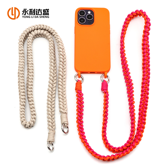 2025 New Design Custom Durable Crossbody Long Phone Lanyard Chain Strap Universal Hand Woven Mobile Phone Straps