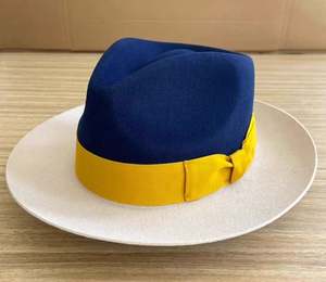 A111902 Chapeau haut de forme en feutre 100% laine de haute qualité, style Indiana Jones, Fedora, vente en gros pour événements professionnels, formels, à large bord, unisexe - Product Image 5