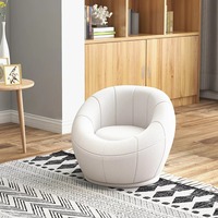 Fauteuil Canapé Simple de Luxe Moderne en Tissu Teddy Blanc Cassé, Pivotant à 360° et Durable, Style Contemporain pour Salon Maison