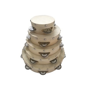 Großhandel Custom 4 bis 12 Zoll Leder Tamburin Handtrommel Kinder Holz Tamburin Hand klopfen Spielzeug Hochzeit Trommel Musik instrument - Product Image 5