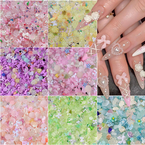 500-600 piezas mixtas Rosa Blanco lazos Nail Art Charms 50 gramos acrílico flor/mariposa <span class=keywords><strong>uñas</strong></span> decoraciones 3D Aurora Bowtie Nail Craft - Product Image 2