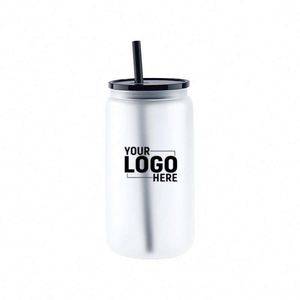 Bouteille en verre givré de 16 oz pour sublimation, tasse à bière réutilisable avec couvercle en PP pour impression personnalisée DIY - Product Image 2