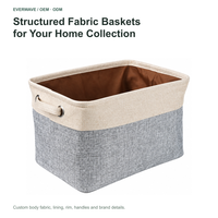 Panier de rangement pliable en tissu de coton écologique avec poignées pour draps, serviettes, jouets, vêtements, chambre d'enfant, crèche