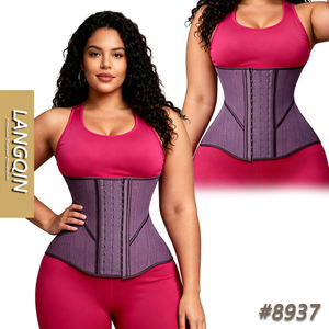 LANGQIN Gaine amincissante taille haute à forte compression, 19 baleines élastiques perforées, 3 rangées de crochets, pour un effet sablier - Product Image 1