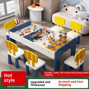 Blocchi di costruzione per <span class=keywords><strong>bambini</strong></span> Set da tavolo grandi particelle bambino delle ragazze assemblato Multi-funzionale grande tavolo giocattolo in legno di grandi dimensioni - Product Image 2