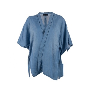 <span class=keywords><strong>Blusa</strong></span> de Estilo Japonés con Cuello Grande de Algodón Denim Personalizada para Mujer de Talla Grande - Product Image 1
