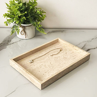 Plateau en travertin poli sculpté de grande taille 30x20cm, à un seul niveau, multifonctionnel, pour balcon, design moderne