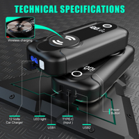 Démarreur portable CE FCC ROHS 24V 5000A avec chargeur sans fil 15W et compresseur d'air intégré pour batterie de voiture d'urgence, noir
