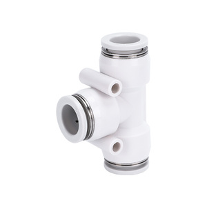 Conector Neumático en T de Plástico Blanco Li Guang Aerodynamics, Conexión Rápida PE46 8 10 12 16mm - Product Image 1