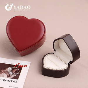 Boîte à bijoux en cuir en forme de cœur à double couleur personnalisée YADAO, doublure en microfibre, boîte à anneaux, boîte à pendentifs, emballage cadeau pour la Saint-Valentin - Product Image 2