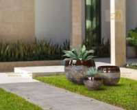 Pot en céramique galvanisé marron GL316H38MTO, design moderne, écologique, sûr, durable, pour l'intérieur et l'extérieur, maison et jardin