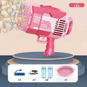 Nuevo Lanzamiento: Pistola Gatling de Juguete de Plástico para Exteriores con 132 Orificios, Luces y Burbujas de Colores para Niños - Product Image 3