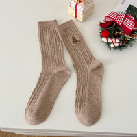 Chaussettes brodées de Noël, lot de 5 paires, chaussettes en tricot avec motif de bonhomme de neige, renne, arbre, cadeau d'hiver pour femmes