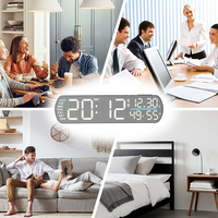 Horloge numérique intelligente de table en bois avec affichage LED de la température, multifonctionnelle, pour la décoration du salon