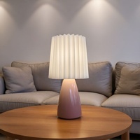Lampe de table plissée style nordique pour fille, avec variateur d'intensité, idéale pour chambre à coucher, 220V