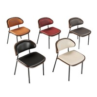 Chaise de salle à manger rétro de style italien, moderne et minimaliste, en bois massif, en bois courbé, rembourrée en cuir, sans accoudoirs, avec dossier, pour la maison