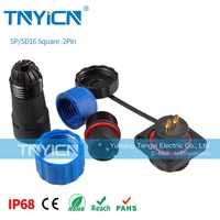 Connecteur d'alimentation circulaire pour câbles M16 SD16 carré 2 broches, 10A, prise de courant circulaire, connecteur étanche IP68, pièces
