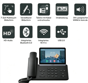 โทรศัพท์ไอพีไร้สาย Yea-link รุ่น SIP-T87W หน้าจอสัมผัส <span class=keywords><strong>7</strong></span> นิ้ว ระดับผู้บริหาร รองรับ 16 สาย SIP WiFi6 Bluetooth5.0 พอร์ต Gigabit PoE คู่ โทรศัพท์ตั้งโต๊ะ VoIP - Product Image 5