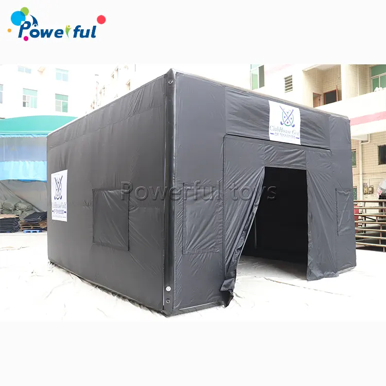 Inflatable golf simulator tent black pvc and oxford inflatable golf sim enclosure
