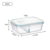 Boîte Bento en Verre Grande Capacité Simple avec Couvercle, Récipient Hermétique pour Micro-ondes et Réfrigérateur, Bol à Riz Double Niveau pour Employés de Bureau