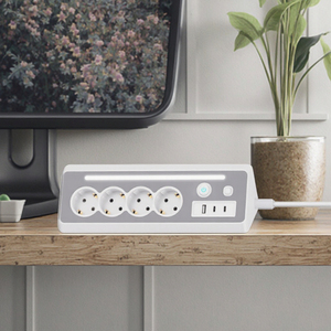 ปลั๊กพ่วงตั้งโต๊ะ 4 ช่อง พร้อมสายต่อพ่วง 17 วัตต์ มีไฟแสดงสถานะ 3 พอร์ต USB ป้องกันไฟกระชากและป้องกันไฟเกิน - Product Image 1