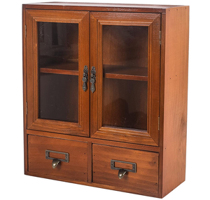 Prix de gros usine : Boîtes de rangement en bois vintage écologiques avec portes et tiroirs en verre - Product Image 1