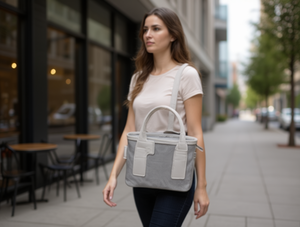 Borsa a tracolla da donna per il pranzo, in tessuto non tessuto, con chiusura a cerniera, per uso quotidiano - Product Image 2