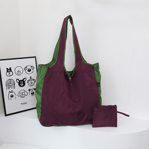 Bolsa de compras plegable de estilo coreano, bolsa de nailon de gran capacidad con cordón, para viajes de ocio, con bolsillo para teléfono - Product Image 4