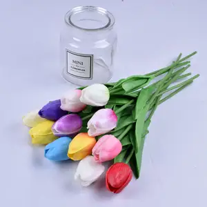 NISEVEN High-Quality 6PCS/Set Mini PU Tulip Touch Simulation Flower Home Wedding Decoration Bonsai Flower Arrangement