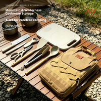 Ensemble d'ustensiles de cuisine de camping portables, kit de cuisine d'extérieur avec sac de rangement