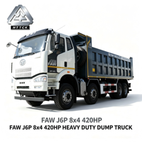 Camion benne lourd FAW J6P 8x4 400HP, capacité de 17-30 tonnes, pour la construction et l'exploitation minière