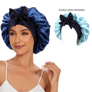 <span class=keywords><strong>Bonnet</strong></span> en satin WD-A1268 pour dormir, double couche, doublé de satin, avec bande à nouer, bonnets pour femmes - Product Image 4
